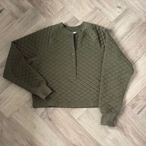 Olive Green Quilted Pullover